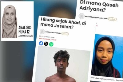 Laporan Sinar Harian berhubung kes remaja hilang. 