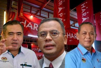 Anthony Loke (kiri), Amirudin (tengah) dan Aminuddin Harun (kanan)