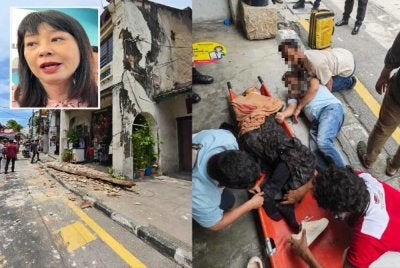 Insiden dua pelancong Sri Lanka cedera dalam kejadian runtuhan struktur bangunan di sebuah premis bangunan warisan di Lebuh Armenian pada Selasa. Gambar kecil Lim Hui Ying