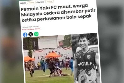 Dalam kejadian kira-kira jam 5 petang Selasa, seorang pemain kelab bola sepak tempatan maut, manakala lebih sembilan individu lain cedera.