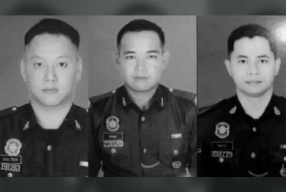 Tiga anggota polis yang maut dikenal pasti sebagai Chiu Teck Siong, Mohamad Nur Hafiz Ibrahim dan Muhammad Raimi Ismarubee. Foto Facebook Anwar Ibrahim
