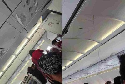 Rekahan yang berlaku dalam ruang kabin akibat insiden itu.