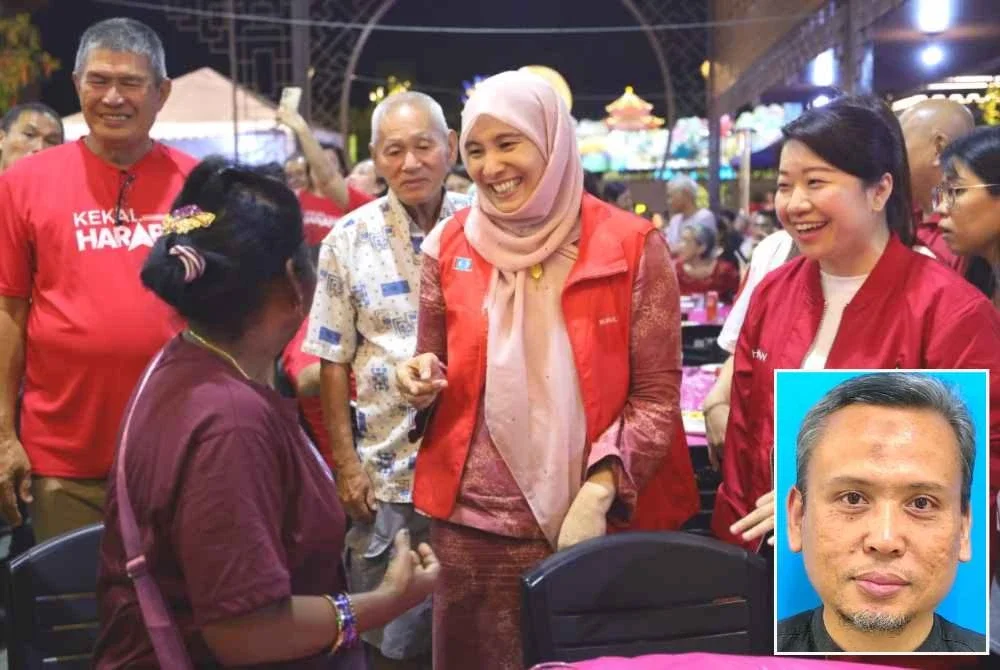 Nurul Izzah ketika menyertai kempen PRN Negeri Sembilan di Kuala Pilah pada 30 Julai lalu. Gambar kecil: Mohd Azhar. Foto: Bernama