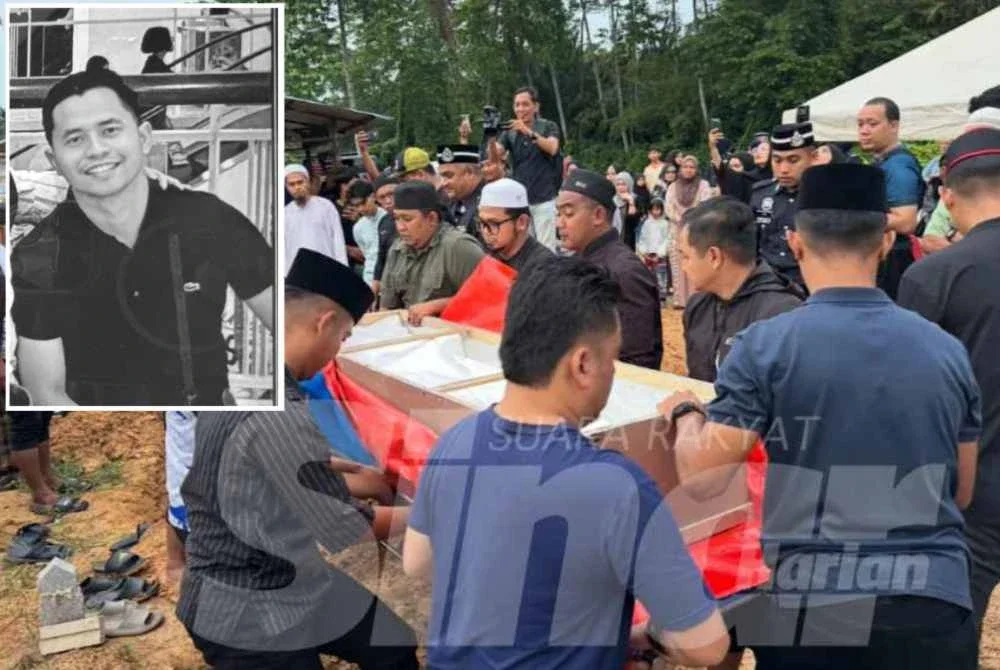 Jenazah Mohamad Nur Hafiz (gambar kecil) selamat dikebumikan di di Tanah Perkuburan Islam Kampung Pangkal Kuang, Ketereh, Kota Bharu pada Sabtu.