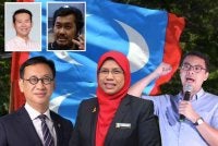 Gambar kecil Bryan Ng (kiri) dan Dr Mazlan Ali dan tiga Ahli Parlimen PKR terbabit, Wong Chen (kiri), Rodziah Ismail dan Lee Chean Chung.