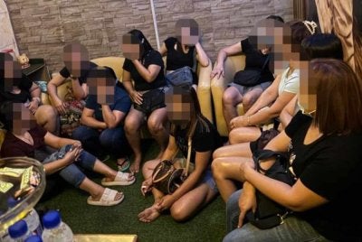 Antara wanita warga asing yang ditahan dalam serbuan Op Noda pada Khamis.