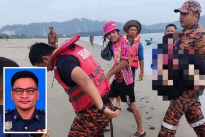 Kedua-dua remaja dikhuatiri hilang ketika mandi Pantai Tanjung Badak, Tuaran ditemukan pasukan bomba ketika operasi SAR dilakukan. Gambar kecil: Kurong