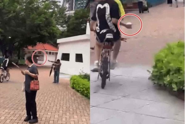 Tular rakaman CCTV remaja baling tisu basah susulan isu penggunaan laluan basikal.