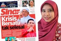 Syaza Farhana dan laporan muka depan Sinar Harian. 