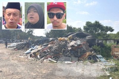 Penduduk mendakwa aktiviti pembakaran semakin kerap berlaku kebelakangan ini sehingga mengganggu keselesaan penduduk. Gambar kecil (dari kiri) Rafizal, Khairul Amin dan Noraini