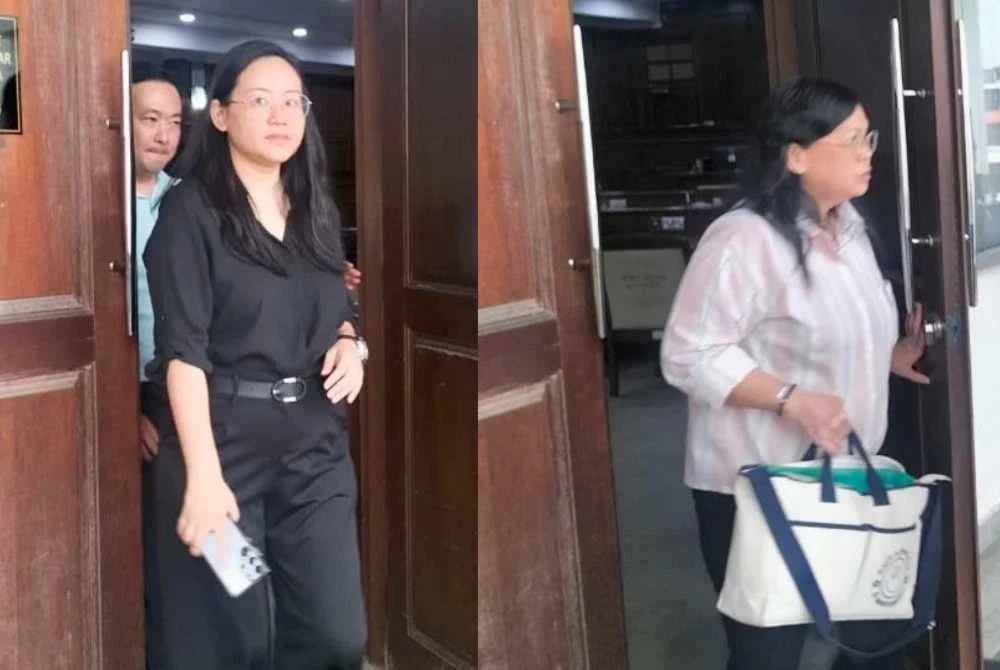 Karen Lo (kiri) dan Lim Hoou Cheng mengaku tidak bersalah ke atas pertuduhan atas tujuh pertuduhan gagal menjelaskan cukai perkhidmatan dan penalti berjumlah RM193,306.28.