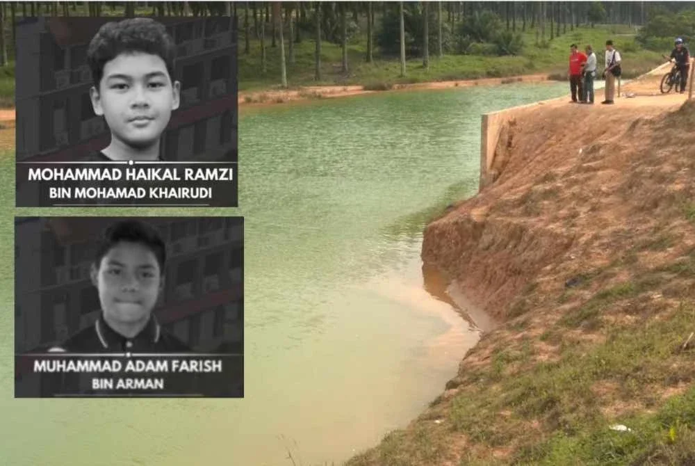Mohammad Haikal Ramzi dan Muhammad Adam Faris ditemukan lemasdi empangan Jalan Murai 2, Taman Scientex Pasir Gudang pada pagi Isnin.