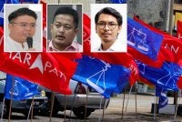 Woo Kah Leong (kiri), Hasbie Muda dan Muhammad Kamil