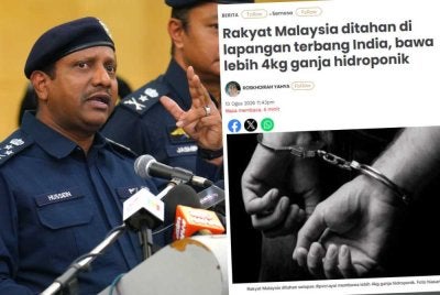 Hussein mengesahkan seorang lelaki berusia 54 tahun dari Perak ditahan pihak berkuasa India di Lapangan Terbang Antarabangsa Chennai, Sabtu lalu, kerana disyaki menyeludup empat kilogram ganja hidroponik.
Foto Sinar Harian - MOHD HALIM ABDUL WAHID