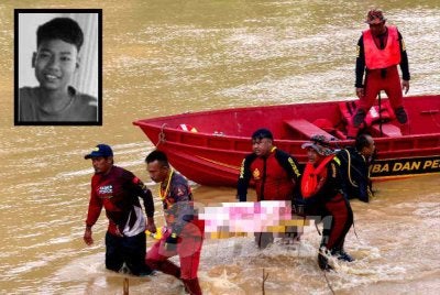 Luth Naiman (gambar kecil) ditemukan pada jarak 50 meter dari lokasi dia hilang di Sungai Kelantan, berhampiran Kampung Batu Mengkebang, Jalan Batu Lada, Aur Duri, Kuala Krai pada Selasa ditemukan lemas pada Rabu.