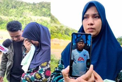 Noraziyawani menunjukkan gambar Luth Naiman yang merupakan anak keempat daripada enam beradik yang ditemukan lemas di Sungai Kelantan. Foto: SINAR HARIAN/HAZELEN LIANA KAMARUDIN