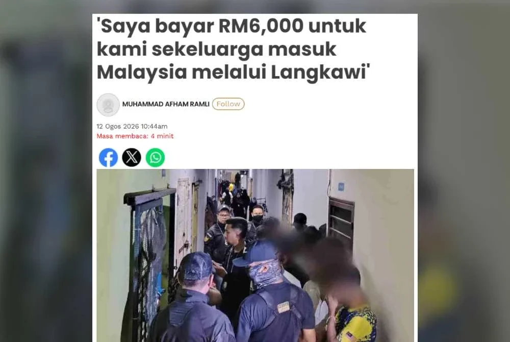 Kes terbaharu membabitkan pasangan suami isteri warga Myanmar yang mendakwa membayar kira-kira RM6,000 untuk membawa mereka bersama dua anaknya masuk ke Malaysia melalui perairan Langkawi, Kedah.