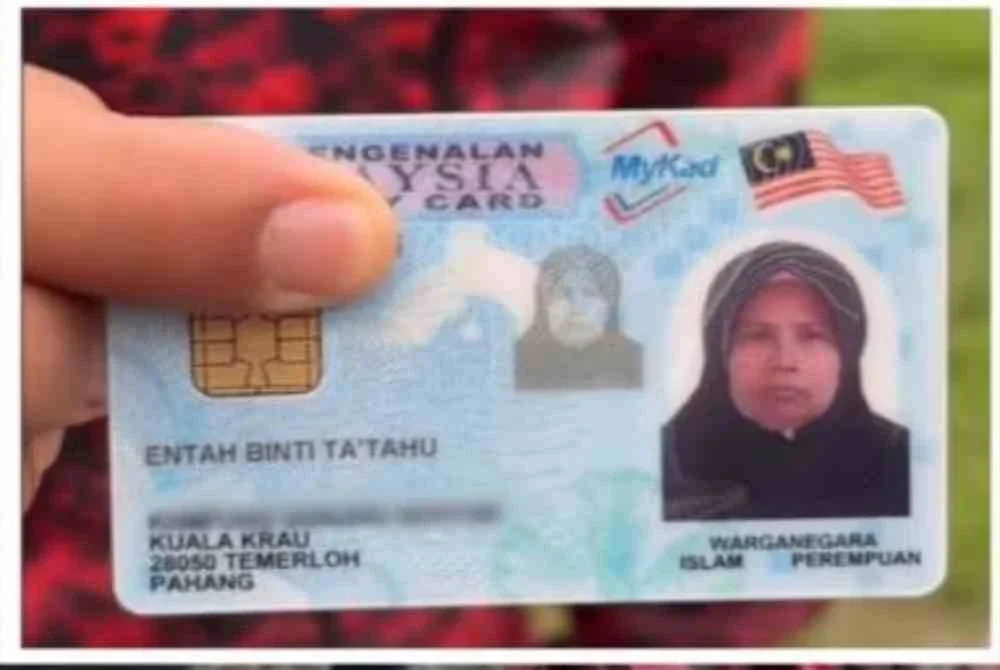 MyKad wanita berkenaan yang tertera nama Entah binti Ta’tahu.