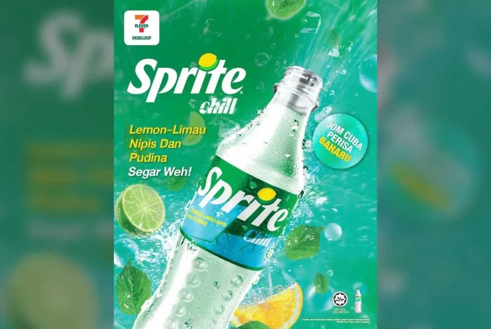 Sprite Chill Lemon-Limau Nipis dan Pudina yang menggabungkan rasa lemon-limau nipis ikonik Sprite dengan sensasi pudina yang menyegarkan.