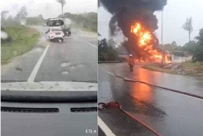 Tangkap layar video detik-detik lejadian yang tular di media sosial.