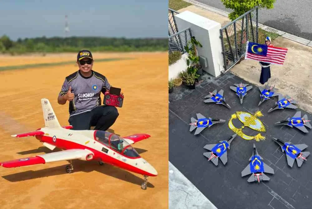 Muhammad Nurazeem bersama koleksi MB-339 Jet Turbine Kuasa 7 (kiri) dan Toruk Makto Jet Keping