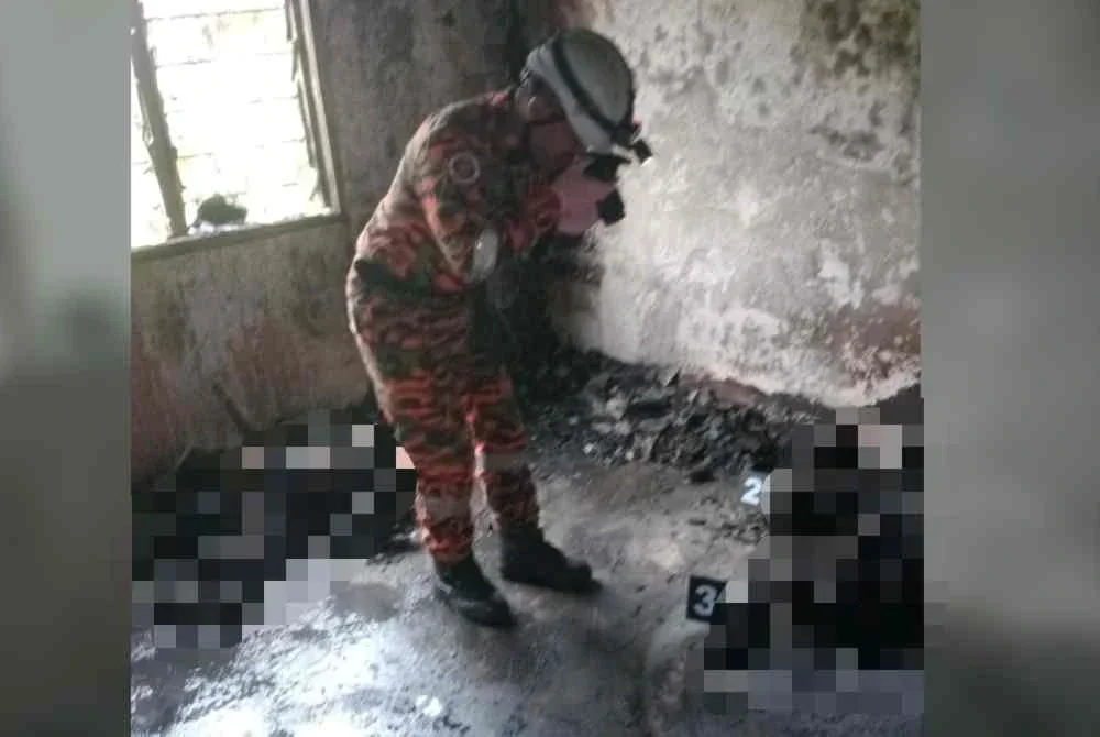 Pasukan Forensik Kebakaran JBPM Perak membabitkan enam pegawai turut berada di lokasi bagi menjalankan siasatan. Foto JBPM Perak