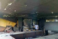 Kebakaran itu memusnahkan sebahagian bilik mesyuarat yang menjadi sasaran 'amukan' pelaku. - Foto Agensi