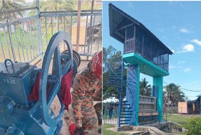 Seorang pekerja kunci air maut selepas dipercayai tudung dipakainya terbelit pada role gate dalam kejadian di Kunci Air Grand Sabak Hotel, di sini pada Sabtu.
