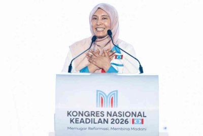 Nurul Izzah ketika sesi penggulungan pada Kongres Nasional PKR 2026 di Pusat Dagangan Antarabangsa Melaka (MITC) Ayer Keroh pada Ahad. Foto Bernama 