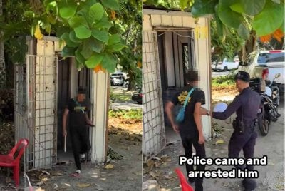 Tangkap layar rakaman video tular lelaki yang ditahan dipercayai mengugut dan memukul pengadu dalam kejadian di OUG, Kuala Lumpur pada Sabtu.