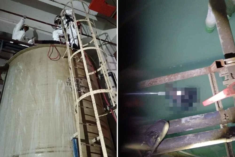 Seorang pemuda ditemui maut dalam tangki air di
kawasan Perindustrian Pasir Gudang. - Foto JBPM
