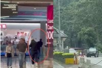 Tangkap layar rakaman video tular memaparkan individu dipercayai suspek melarikan diri selepas melakukan rompak kedai emas dalam pusat beli-belah di Genting Highlands pada Isnin dan polis melaksanakan Op Tutup susulan kejadian kes rompak kedai emas tersebut.