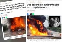 Laporan Sinar Harian mengenai dua beranak maut dalam kemalangan di i Kilometer 9, Jalan Temerloh-Triang, di Kampung Lebak, Jumaat lalu.
