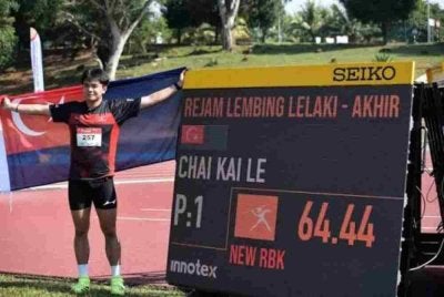 Kai Le mencipta sensasi apabila memperbaharui SUKMA berusia 26 tahun untuk merangkul pingat emas acara rejam lembing lelaki pada edisi Selangor 2026 pada Isnin.