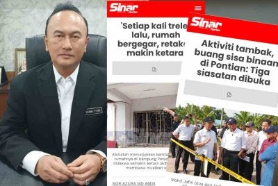 Zainal Fitri dan laporan Sinar Harian mengenai isu aktiviti tambak, buang sisa binaan dari Singapura di Pontian serta aduan penduduk.