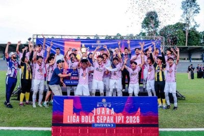 UiTM Cawangan Perak muncul juara Liga Bola Sepak IPT Divisyen 3 2026 selepas menewaskan City University 5-4 menerusi penentuan sepakan penalti pada perlawanan akhir di UUM, Sintok, Kedah, Ahad.
