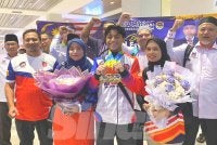 Muhammad Esyhan (depan, dua dari kanan) menyapu bersih empat pingat emas pada Kejohanan Jemputan Taekwondo Antarabangsa International Taekwondo Federation 2026 di Loudi, China pada 11 dan 12 Ogos lalu.