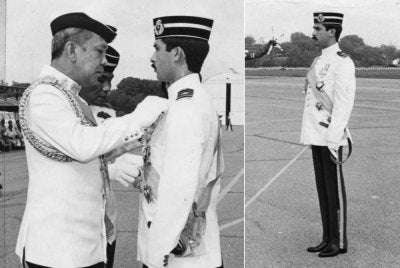 Sultan Ibrahim kerabat diraja pertama terima sayap penerbangan TUDM pada 1982. Foto Facebook Kesultanan Johor