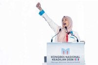 Nurul Izzah Anwar ketika sesi penggulungan pada Kongres Nasional PKR 2026 di Pusat Dagangan Antarabangsa Melaka Ayer Keroh pada Ahad. - FOTO: Bernama