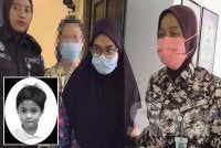 Ismanira (dua dari kanan) dibawa selepas prosiding di Mahkamah Tinggi Shah Alam pada Rabu selesai. Gambar kecil Zayn Rayyan