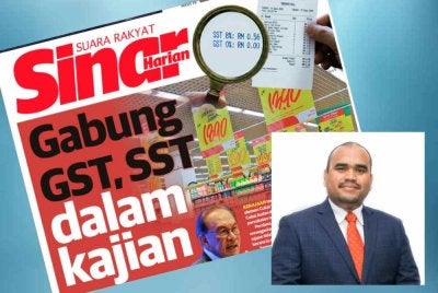 Laporan muka depan Sinar Harian pada Rabu. Gambar kecil: Datuk Seri Dr Azman Yusoff