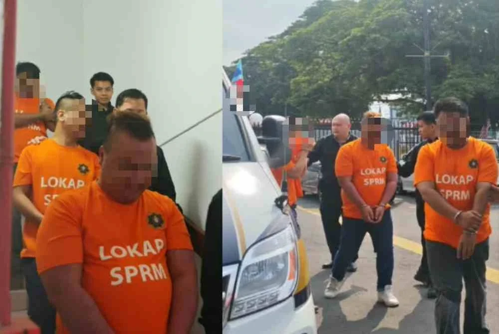 Antara suspek yang ditahan SPRM bagi membantu siasatan berkaitan rasuah jual beli tanah di Sabah.