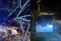 Keadaan MPV dinaiki keluarga berkenaan.