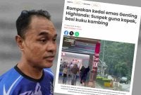 Laporan Sinar Harian mengenai kes rompakan di Genting Highland pada Isnin lalu. Gambar kecil: Azry