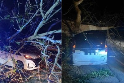 Keadaan MPV dinaiki keluarga berkenaan.