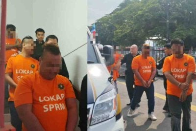 Antara suspek yang ditahan SPRM bagi membantu siasatan berkaitan rasuah jual beli tanah di Sabah.