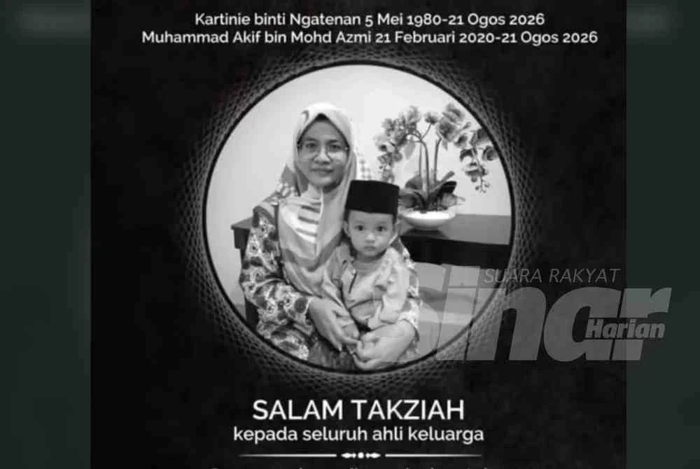 Kartinie Ngatenan, 46 dan anaknya, Muhammad Akif Mohd Azmi,6 disahkan meninggal dunia di tempat kejadian.