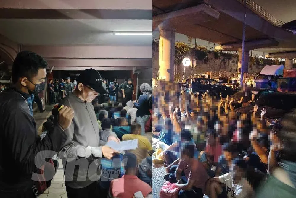 JIM melaksanakan proses dokumentasi warga asing yang ditahan di Kompleks Pasar Besar Meru, Klang pada Sabtu.