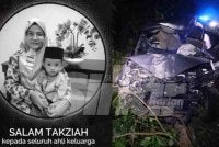 Dalam kemalangan jam 11.30 malam itu, mangsa, Kartinie Ngatenan, 46 dan anaknya, Muhammad Akif Mohd Azmi,6 disahkan meninggal dunia di tempat kejadian.
