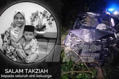 Dalam kemalangan jam 11.30 malam itu, mangsa, Kartinie Ngatenan, 46 dan anaknya, Muhammad Akif Mohd Azmi,6 disahkan meninggal dunia di tempat kejadian.